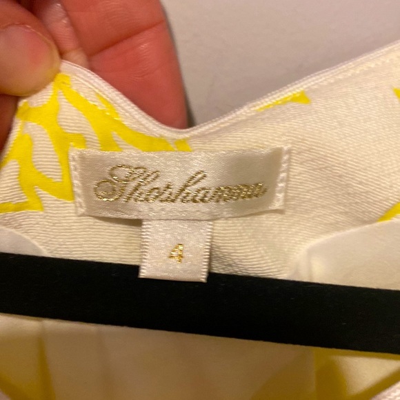 Shoshanna Yellow Floral Faux Wrap Cut Out Mini Dress Size 4 - Picture 6 of 8